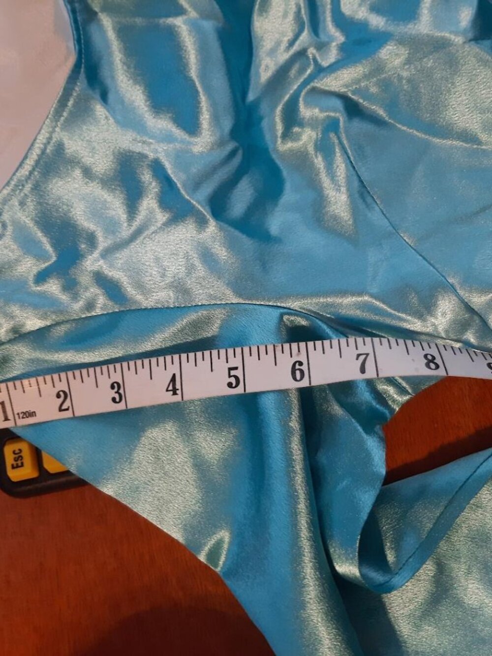NEW ! Sleeping Beauty Aurora Blue Satin Princess Dress Cosplay Costume Size M - Picture 6 of 8